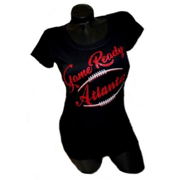 Game Ready in Atlanta Football  Black Fitted Spandex Tee. - Picture 1 of 4